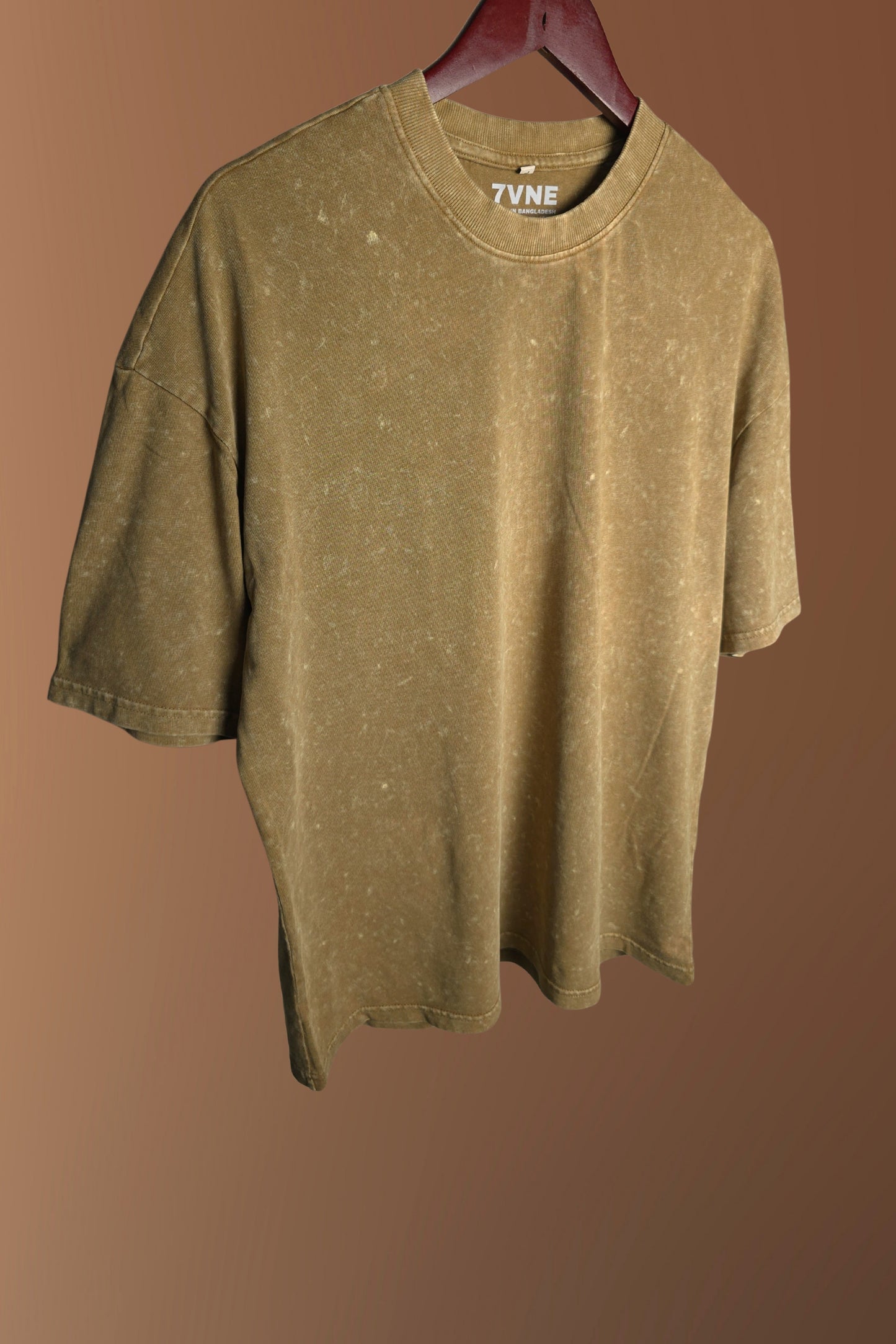 Solid Beige & Brown Acid Wash Oversized T-shirt Combo (2 pcs)