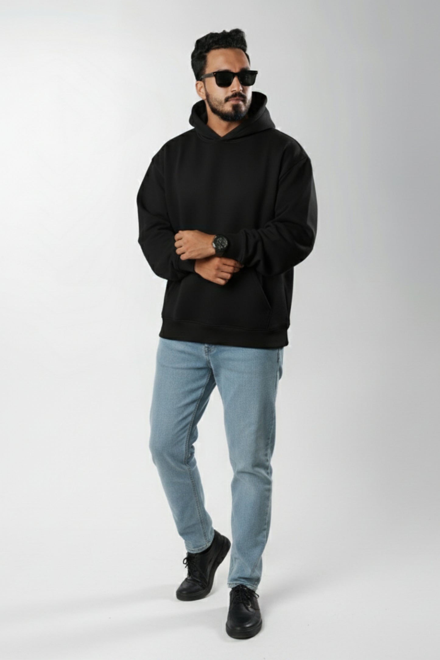 Solid Premium Oversized Hoodie - Black