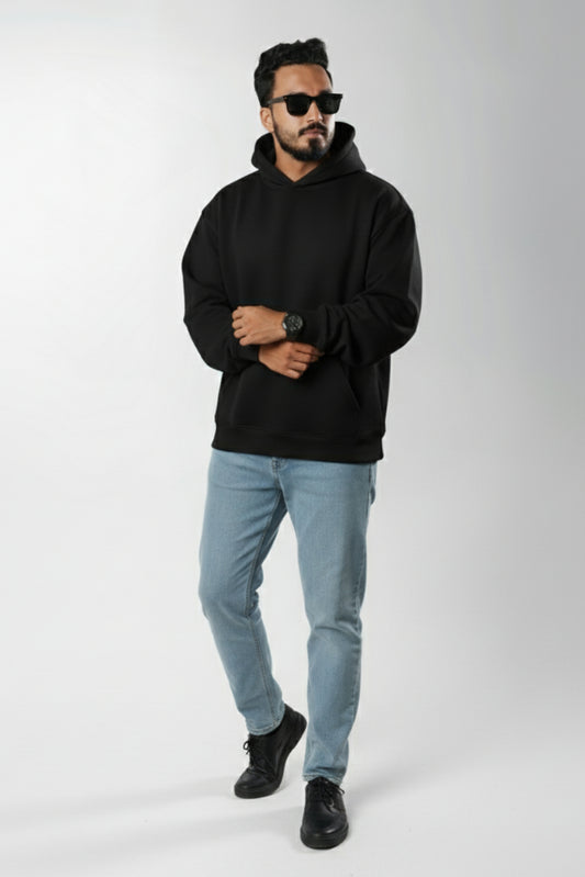 Solid Premium Oversized Hoodie - Black