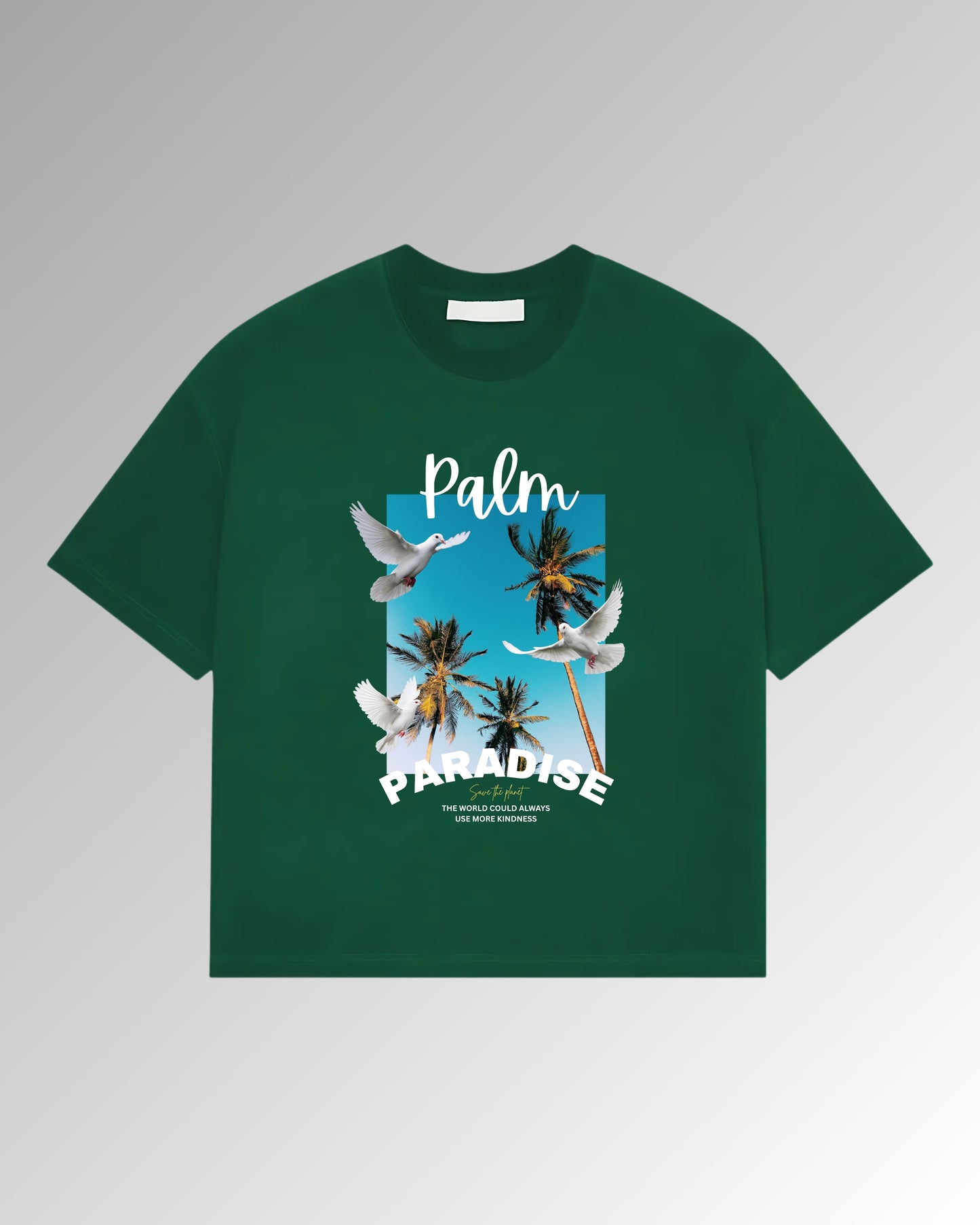 Palm Paradise - Oversized T-shirt - Bottle Green