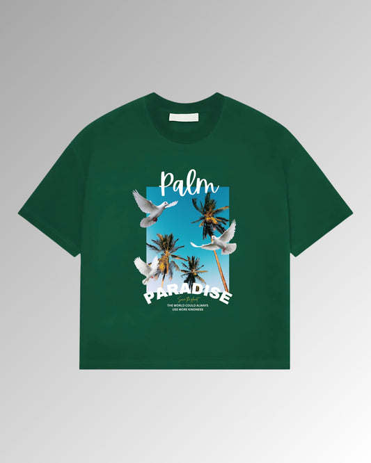 Palm Paradise - Oversized T-shirt - Bottle Green