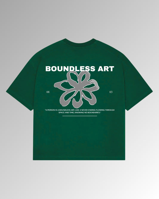 Boundless Art Flower - Oversized T-shirt - Bottle Green