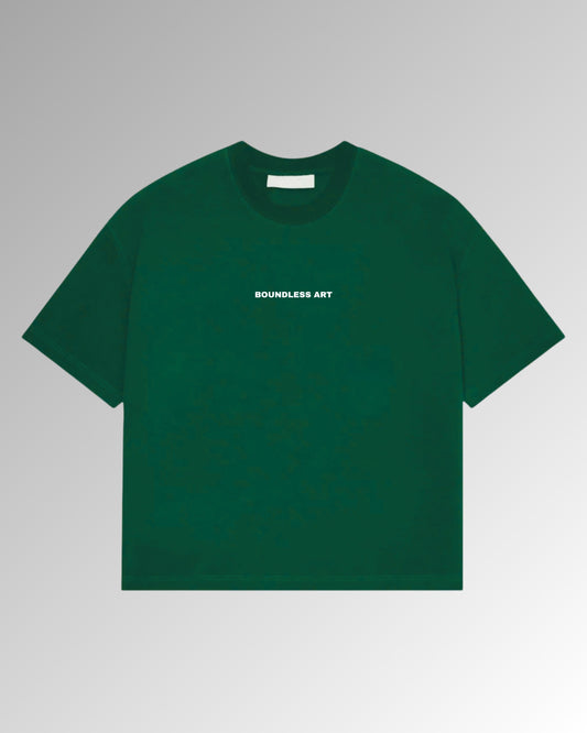 Boundless Art Flower - Oversized T-shirt - Bottle Green