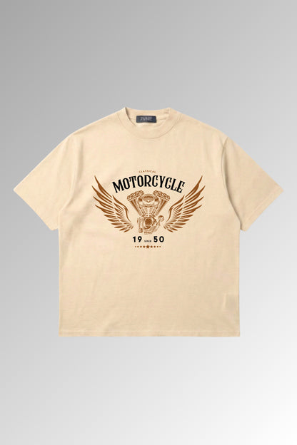 Classical Motorcyle - Beige Oversized Tshirt