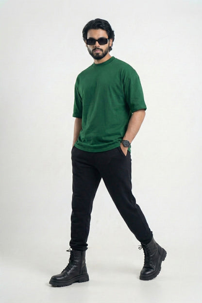 Solid Oversized Tshirt - Bottle Green