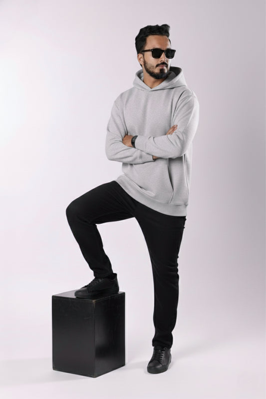 Solid Oversized Hoodie - Grey