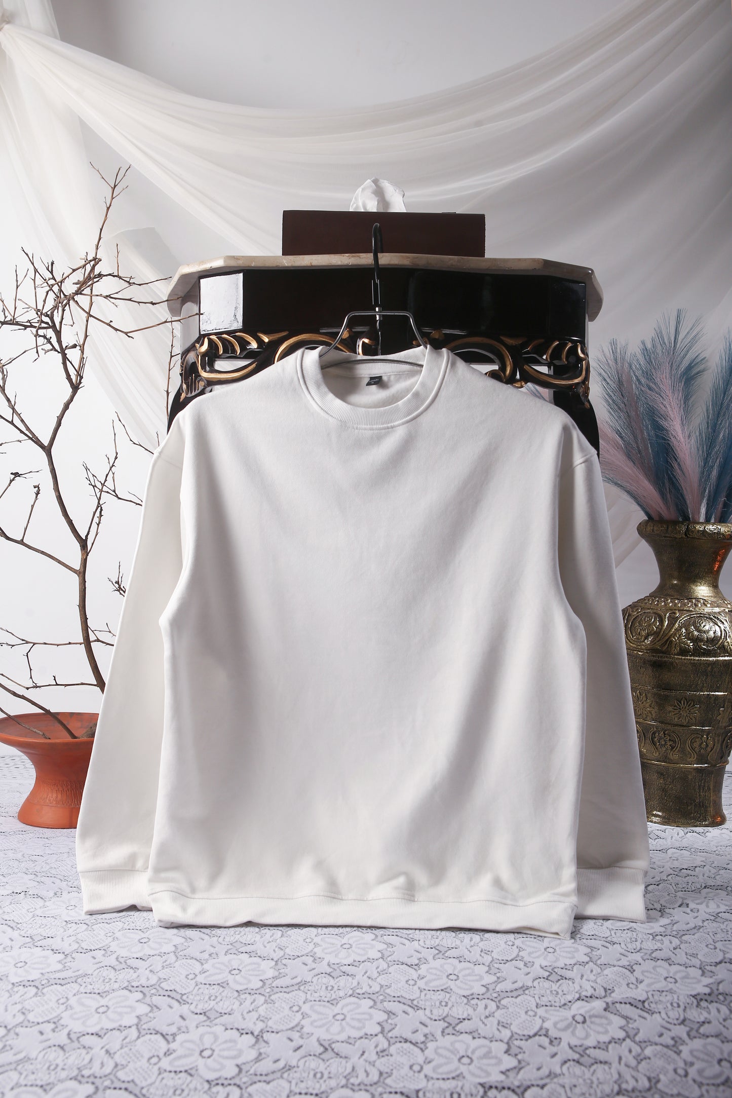 3-PCS Solid Premium Oversized Sweatshirt Combo - Black, Grey & White (Restock after 2 days)