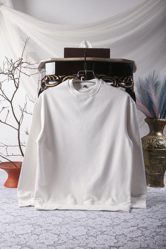 Solid Premium Oversized Sweatshirt - White (Restock after 2 days)