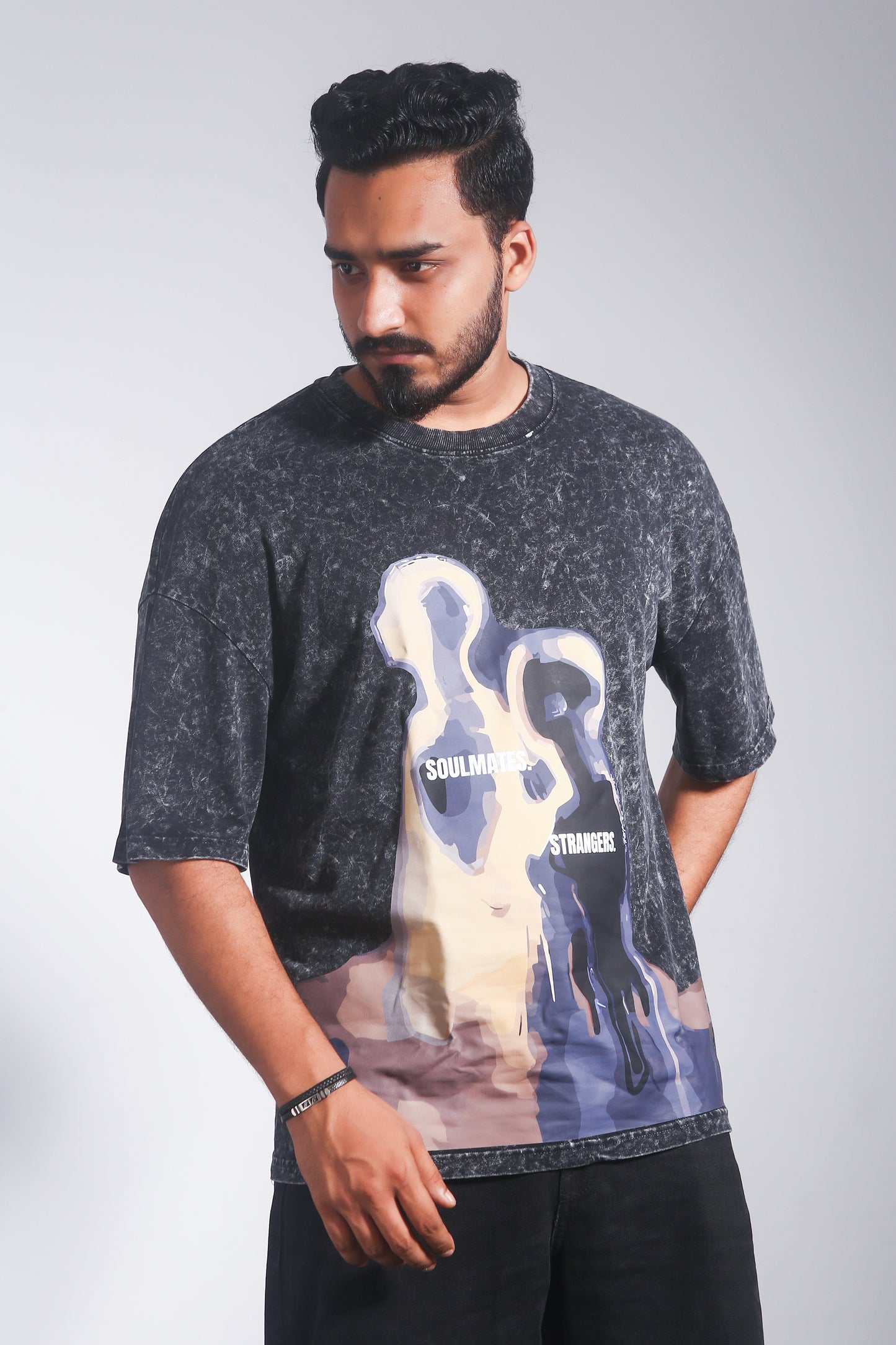 Vintage Streetwear Thermal Imaging Human Figure - Oversized Drop Shoulder T-shirt