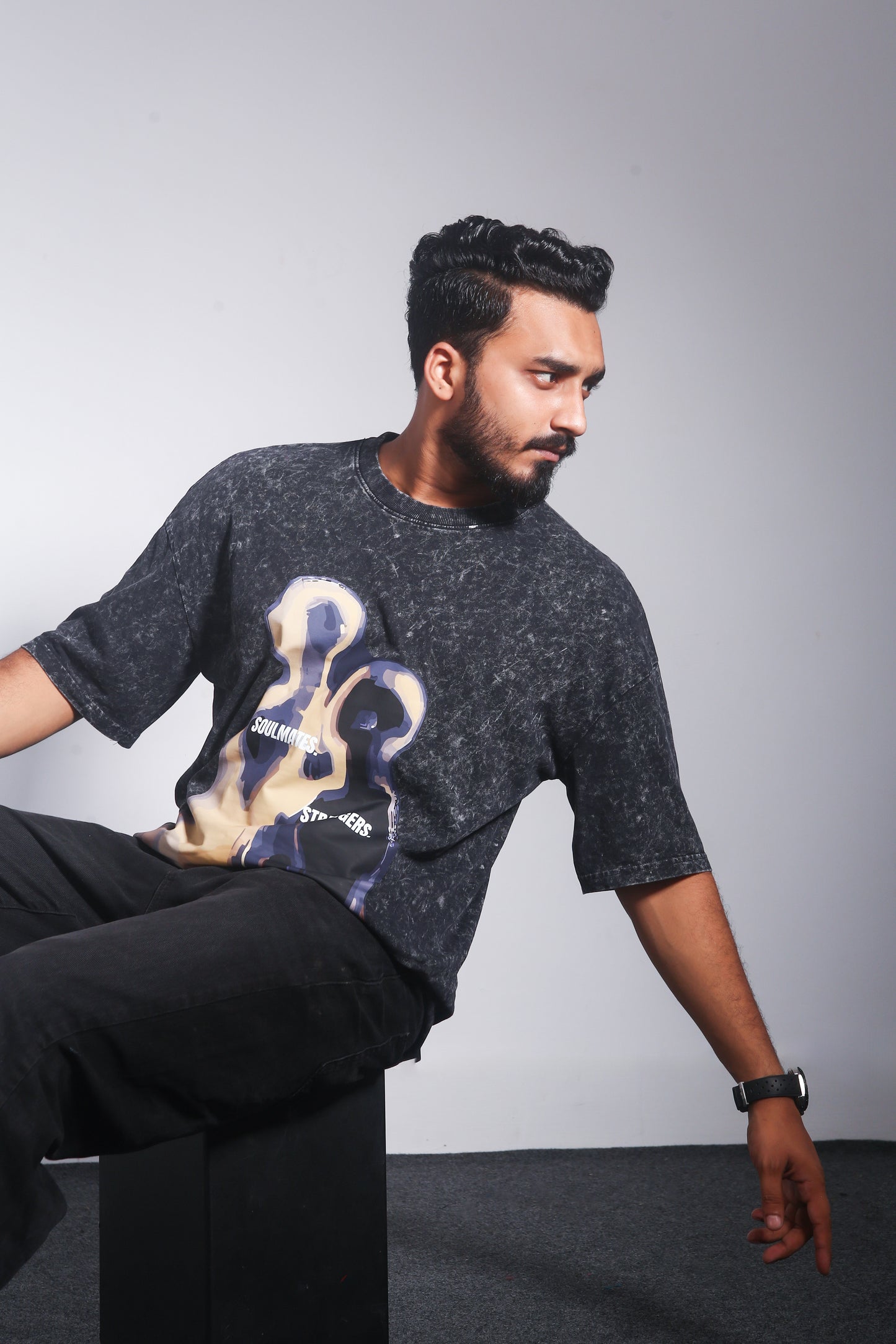 Vintage Streetwear Thermal Imaging Human Figure - Oversized Drop Shoulder T-shirt