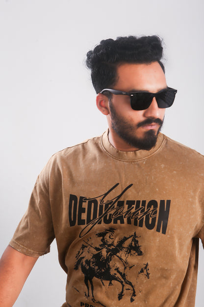 Your Dedication - Beige Acid Washed Oversized Tshirt