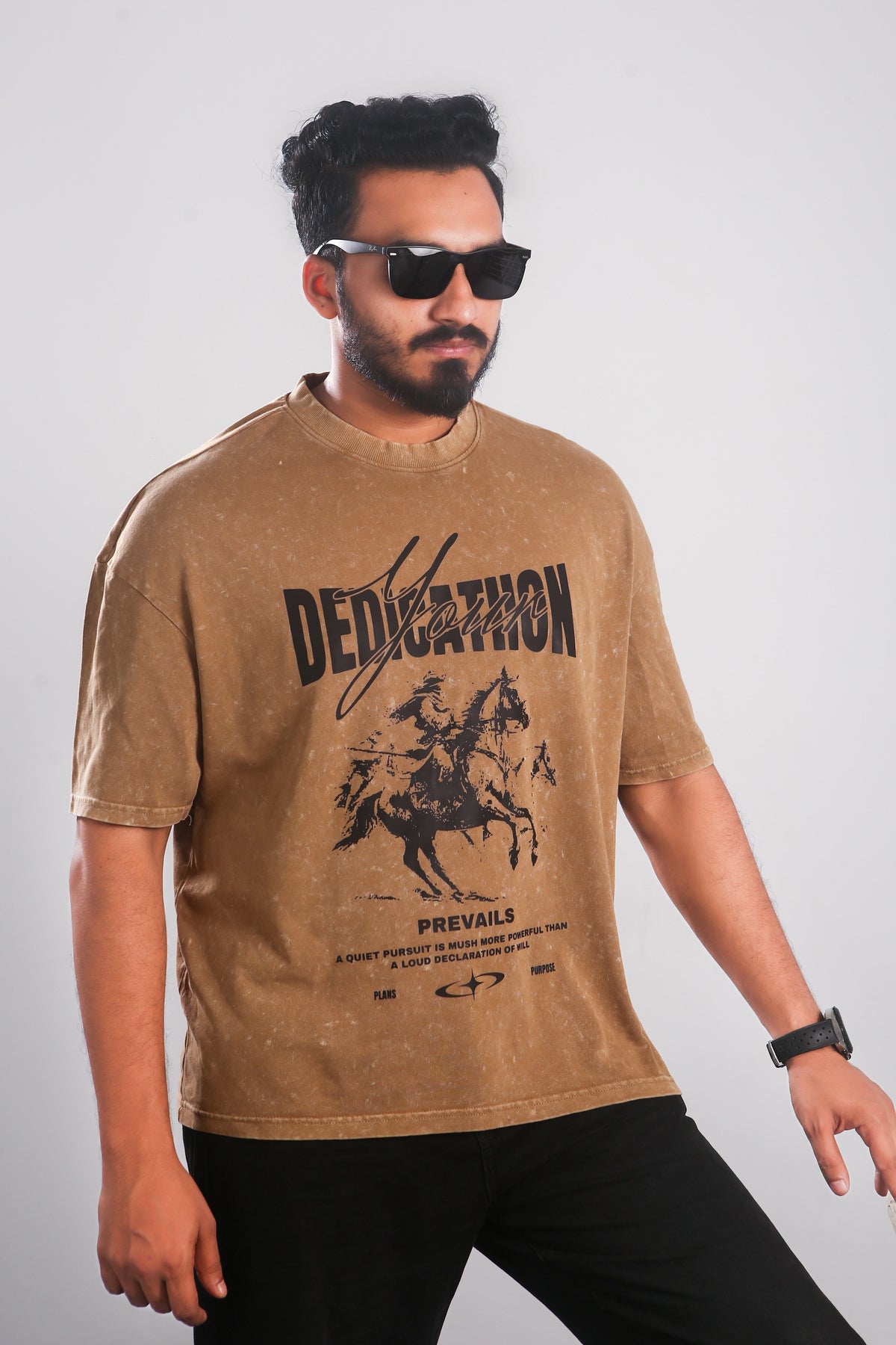 Your Dedication - Beige Acid Washed Oversized Tshirt