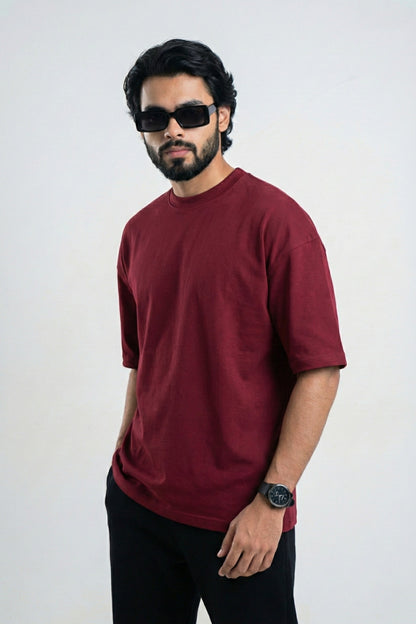 Solid Oversized Tshirt - Maroon