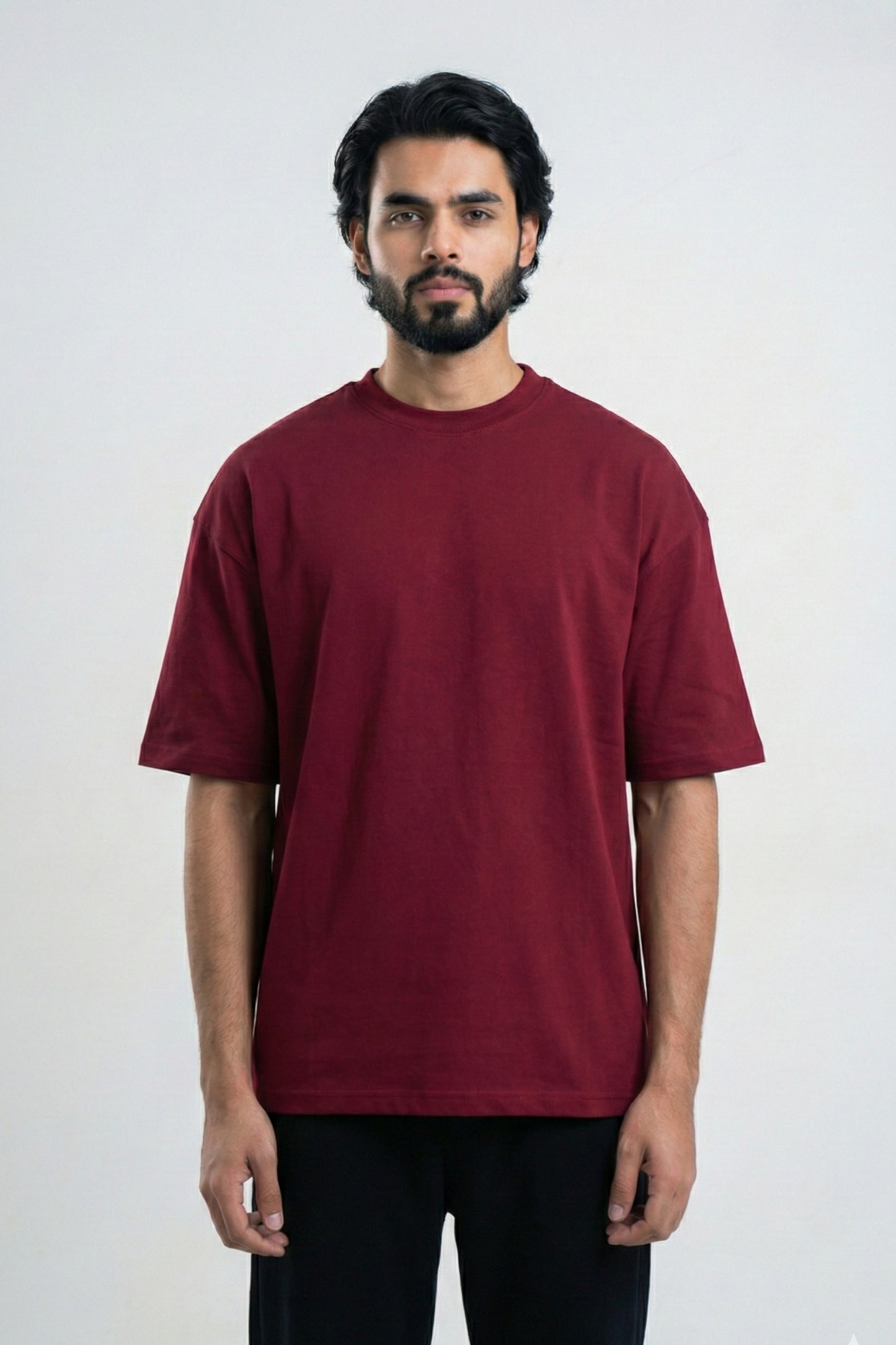 Solid Premium Drop Shoulder T-shirt - Maroon