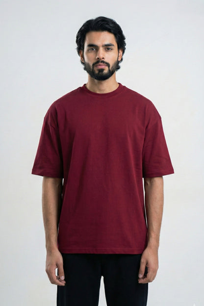 Solid Oversized Tshirt - Maroon