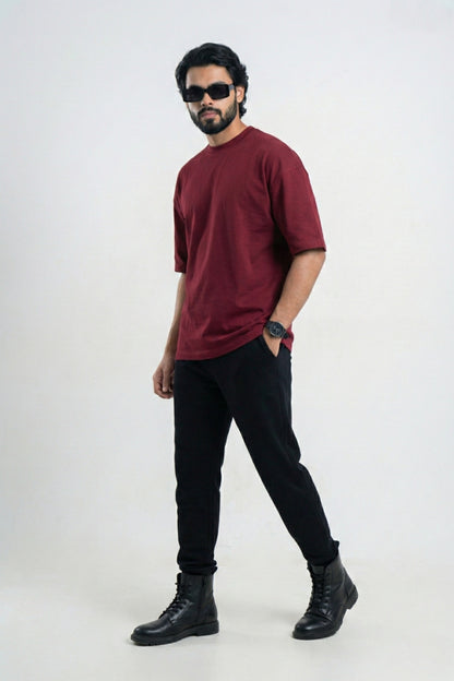 Solid Oversized Tshirt - Maroon