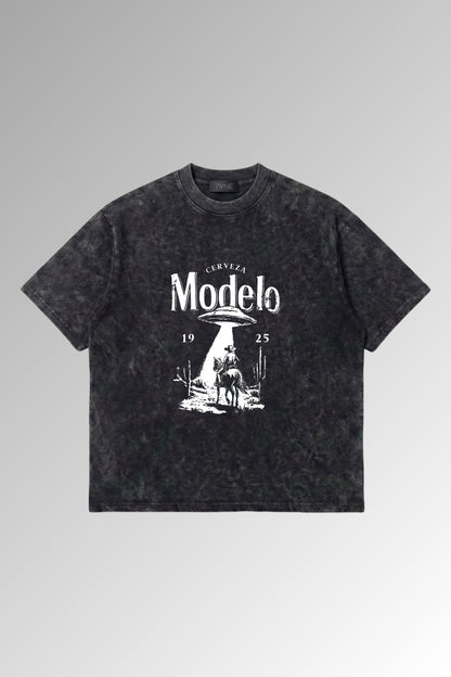 Model - Black Acid Washed Oversized Tshirt