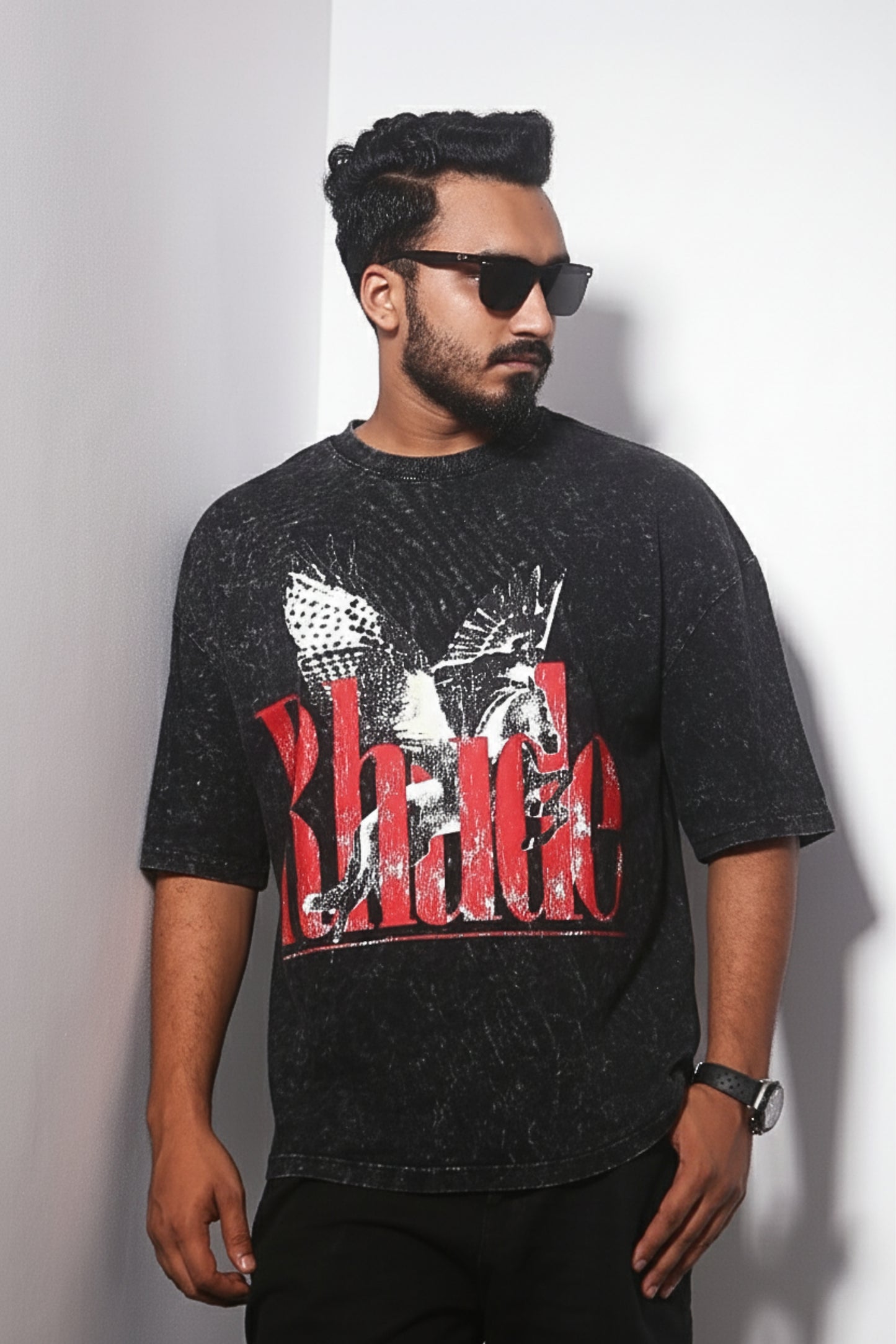 Rhude Flying Horse - Oversized Drop Shoulder T-shirt