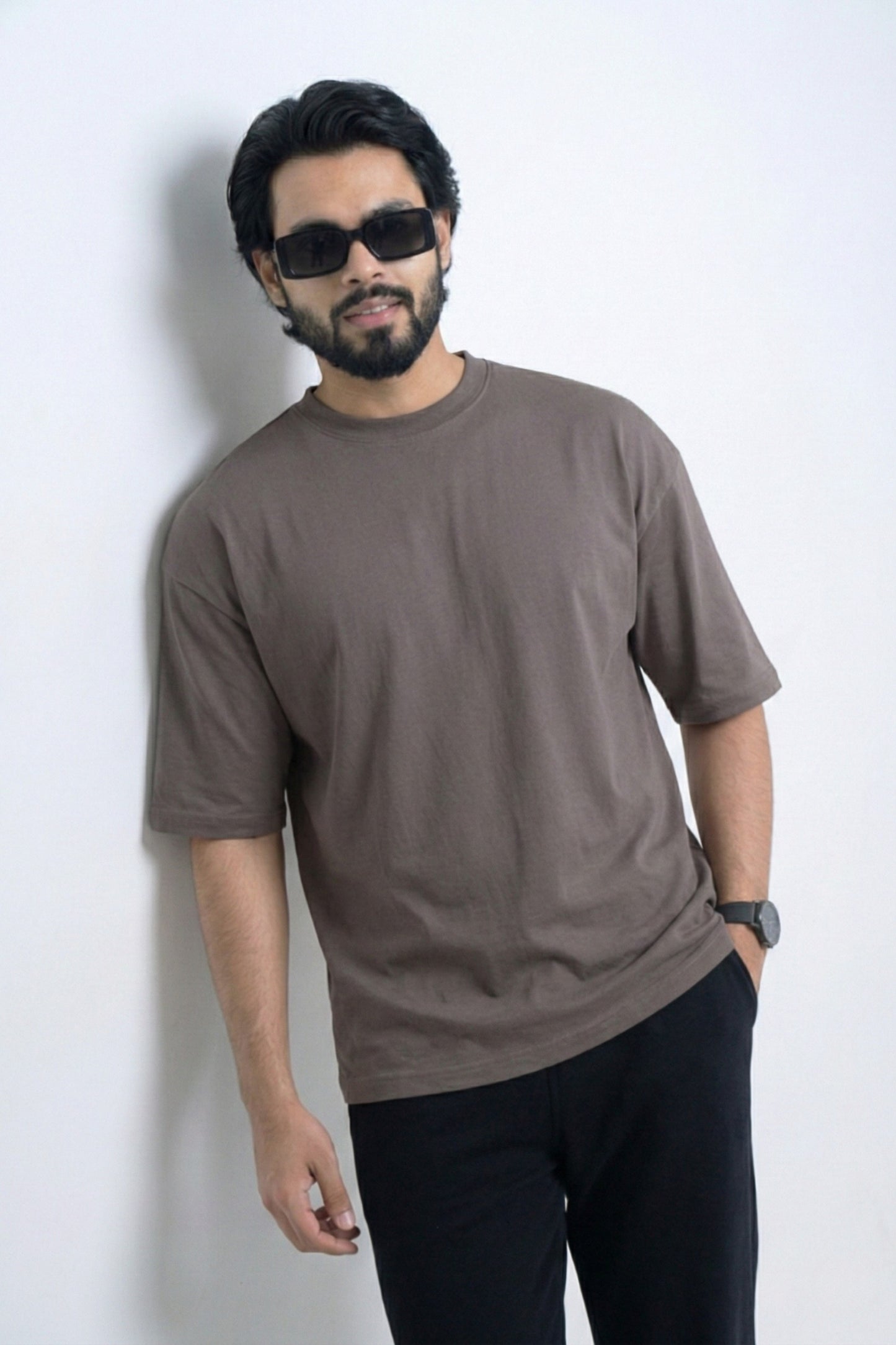 3 PCS Solid Premium Drop Shoulder T-shirt Combo: Black, White & Steel Grey