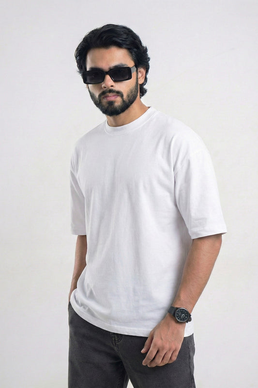 Solid Premium Drop Shoulder T-shirt - White