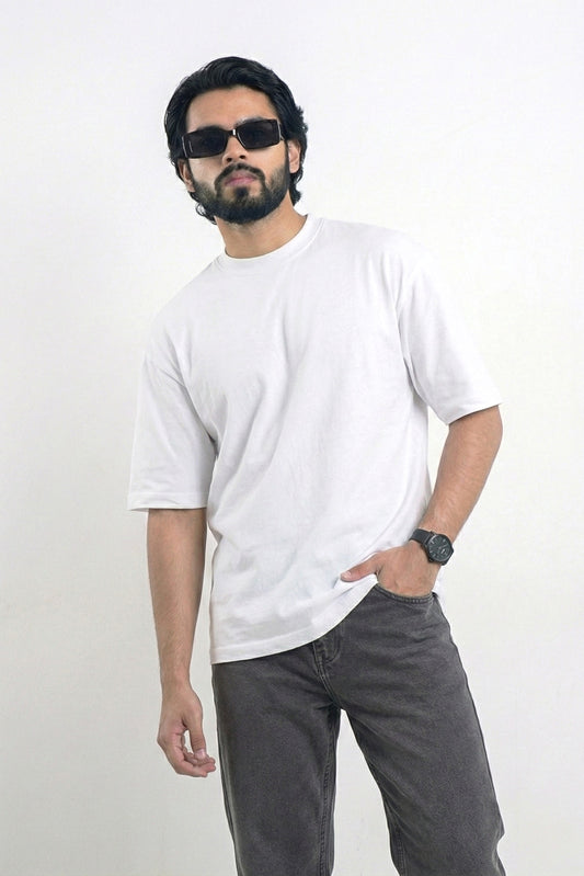 Solid Premium Drop Shoulder T-shirt - White