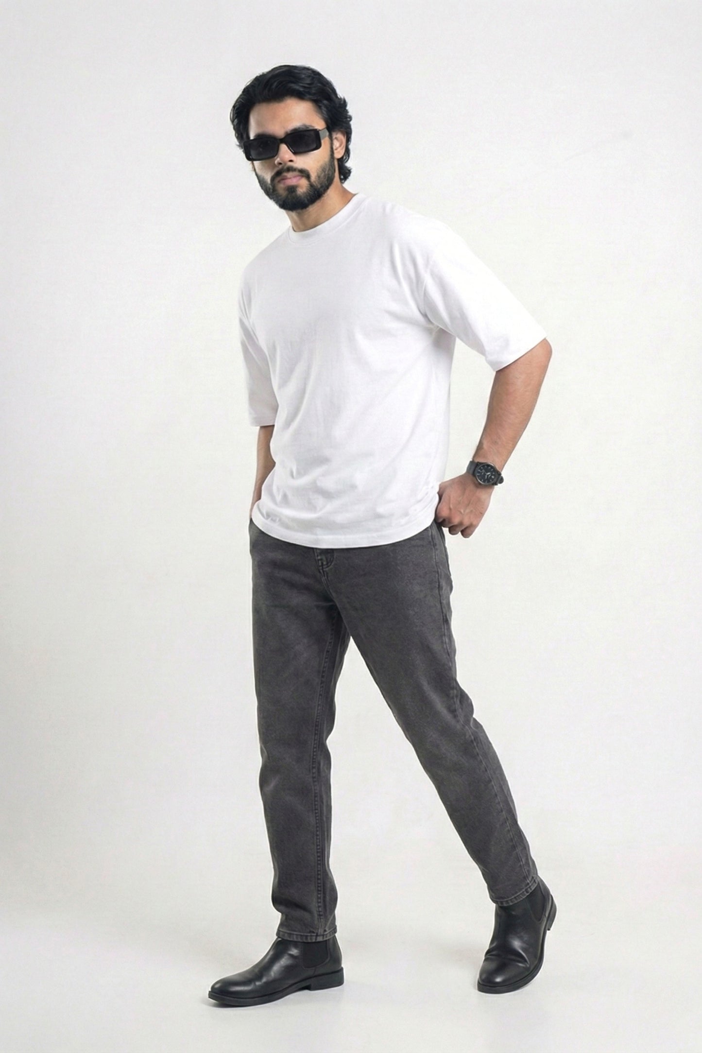 Solid Premium Drop Shoulder T-shirt - White