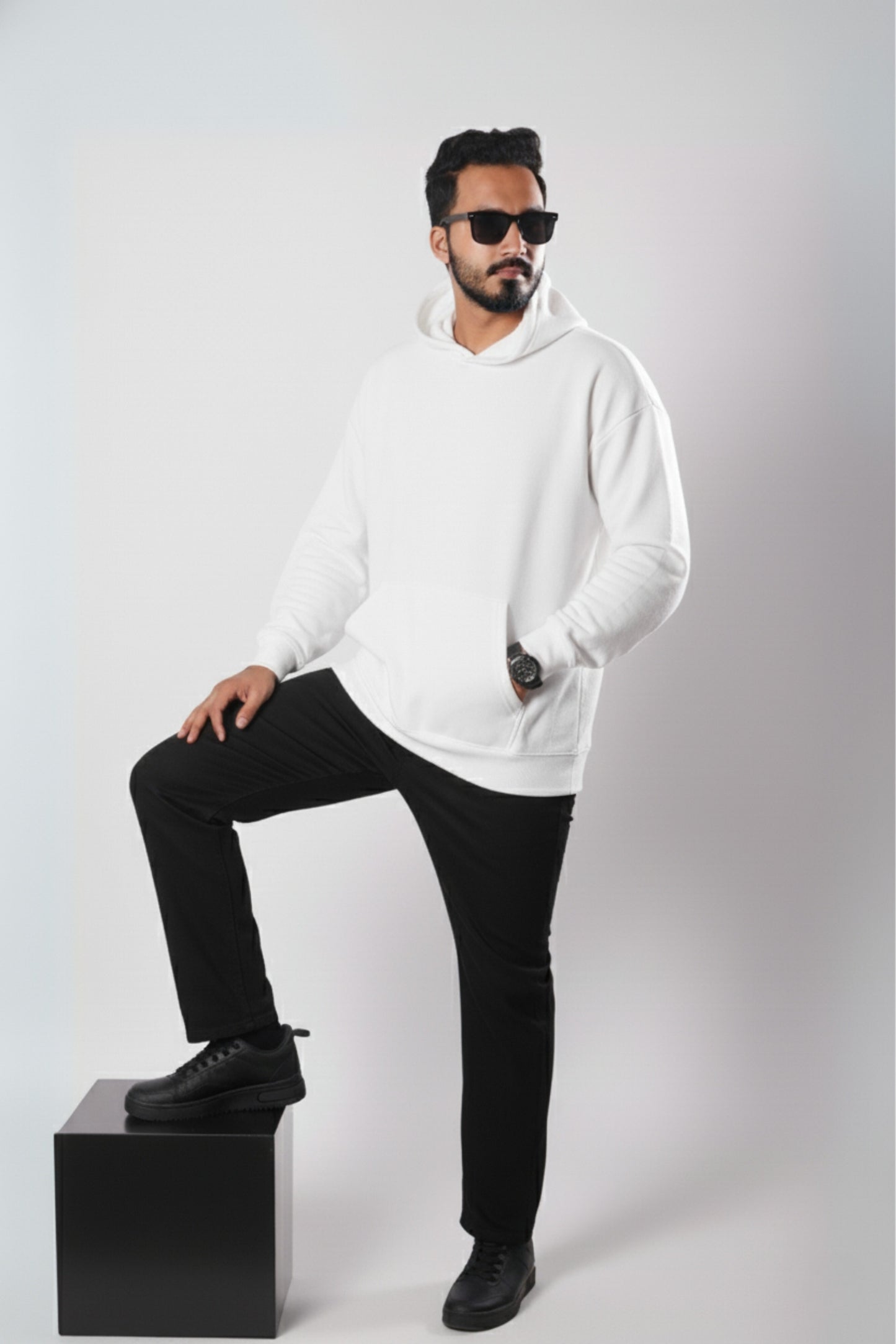 Solid Oversized Hoodie - White