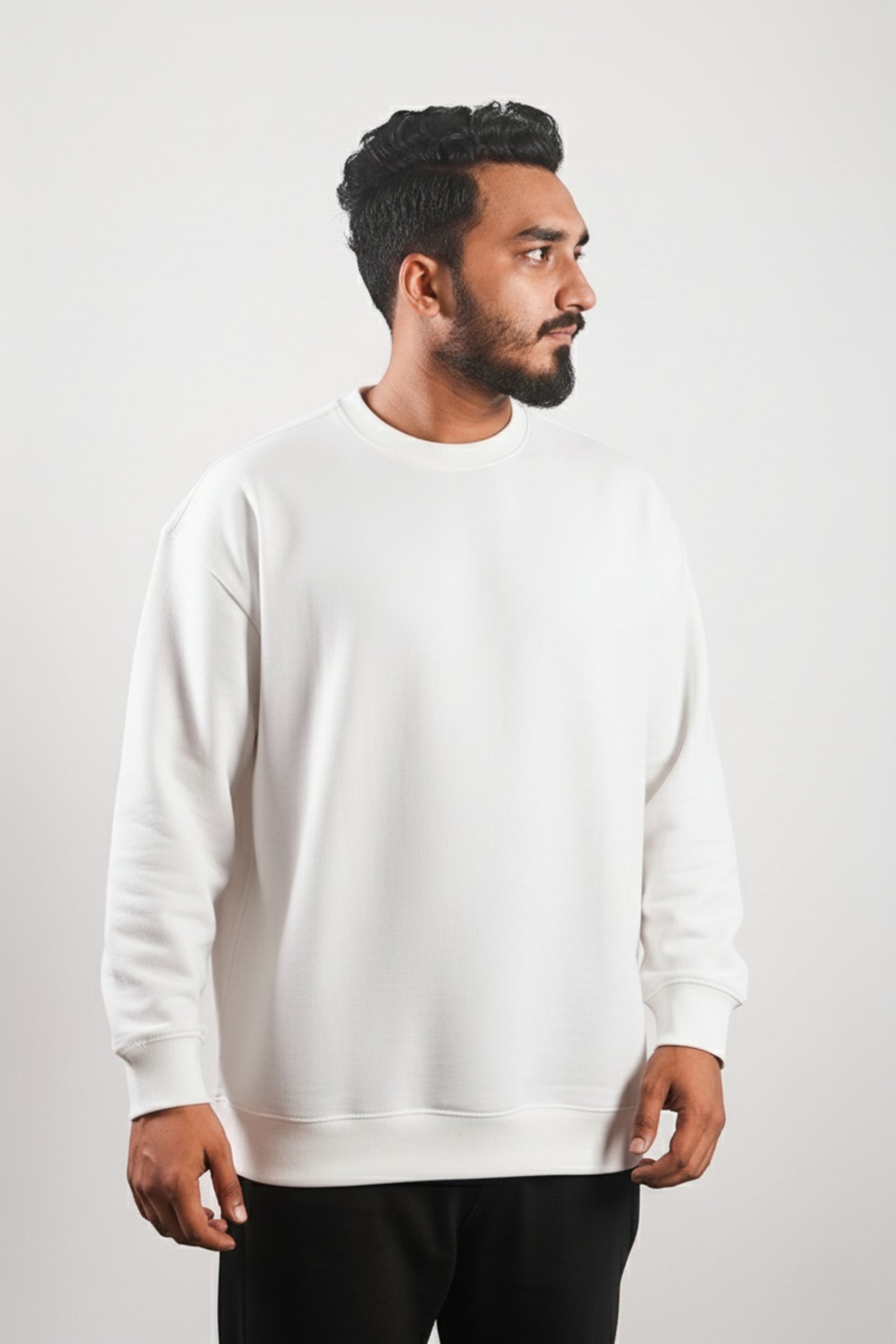Solid Premium Oversized Sweatshirt - White (Restock after 2 days)