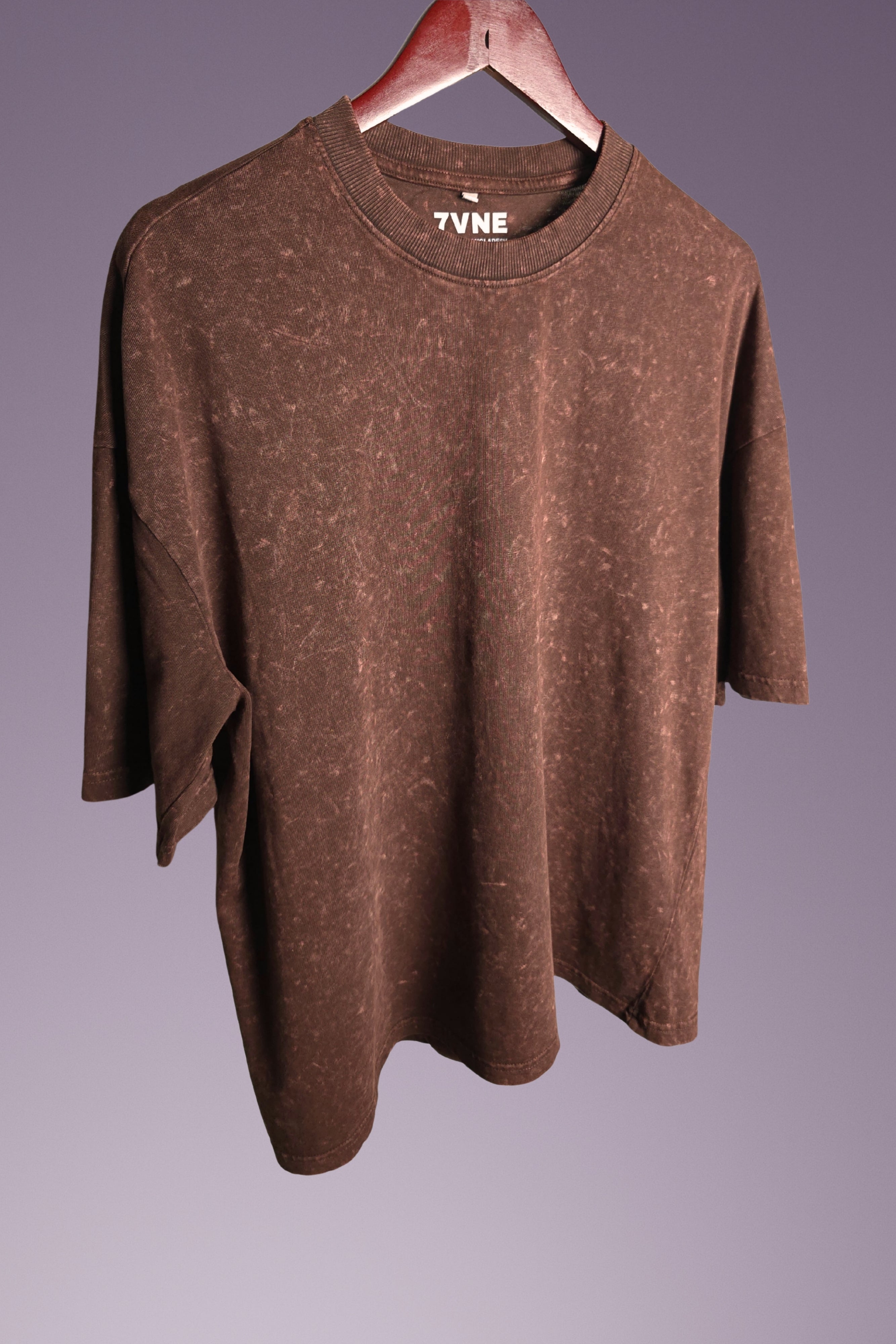 Solid Oversized Drop Shoulder T-shirt - Brown Acid Wash – 7VNE