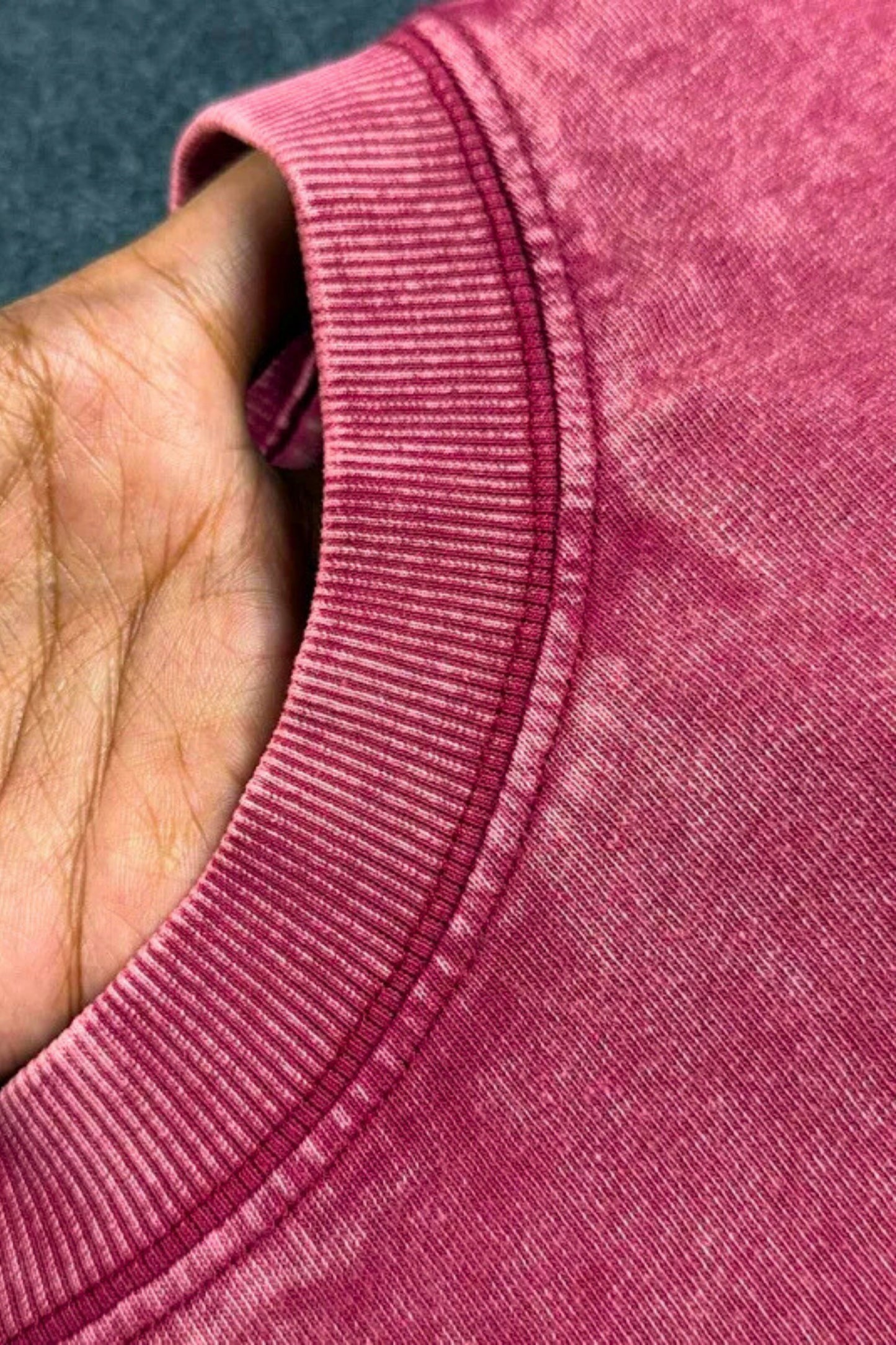 Solid Oversized Drop Shoulder T-shirt - Maroon Acid Wash