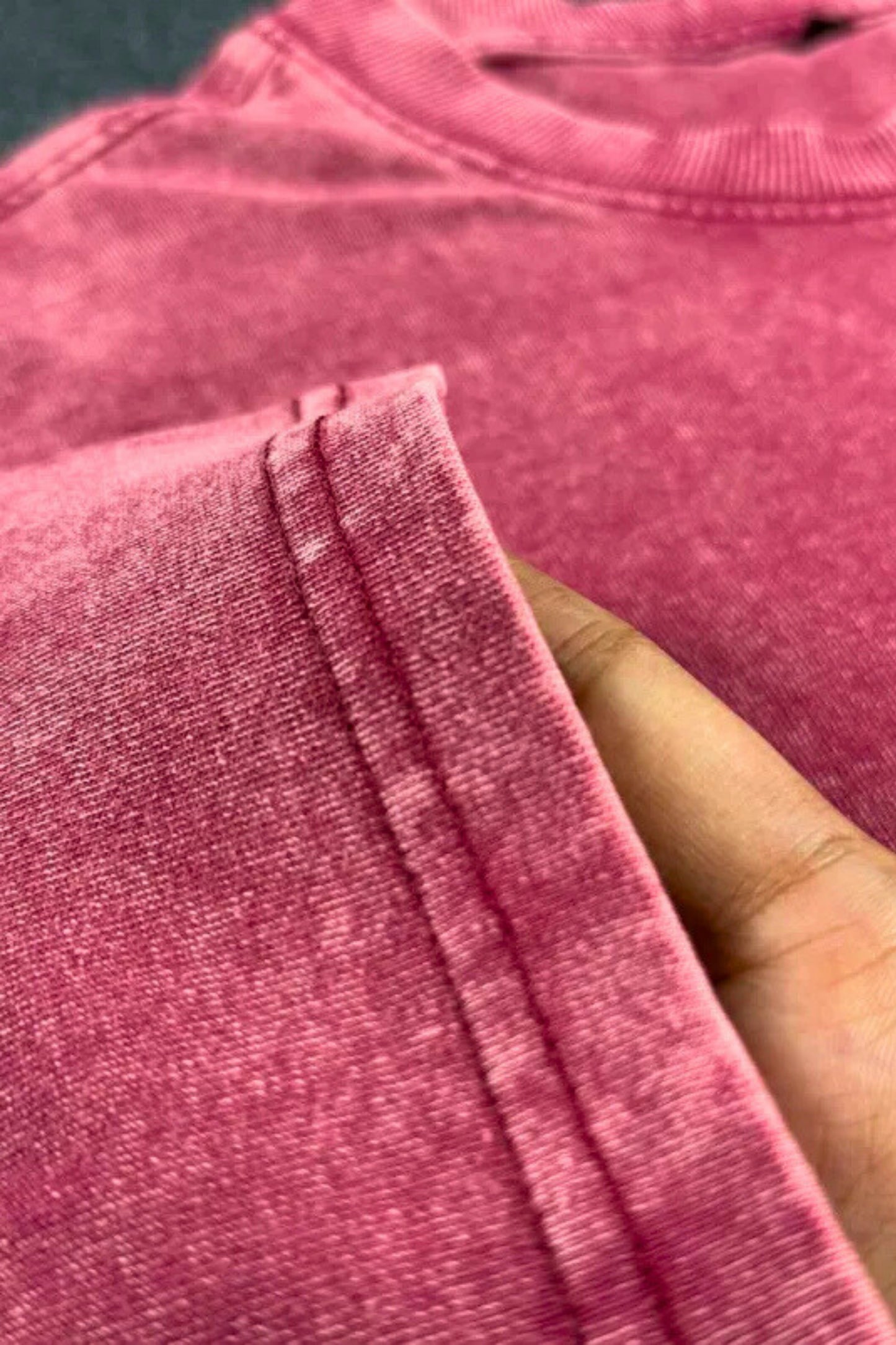 Solid Oversized Drop Shoulder T-shirt - Maroon Acid Wash