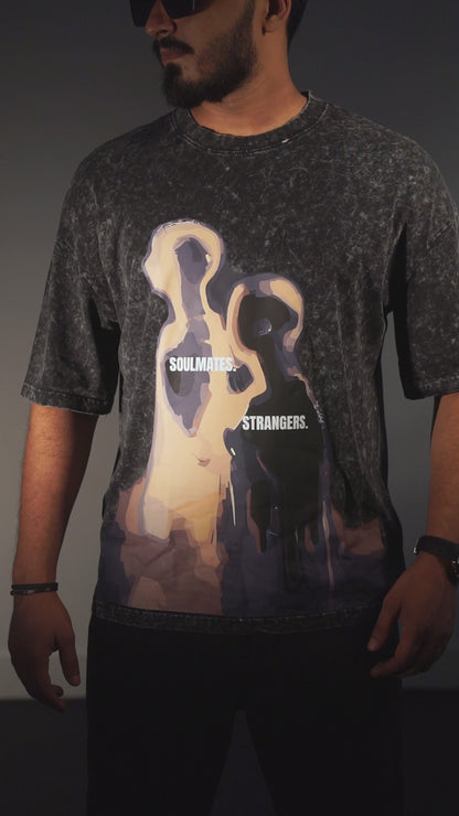 Vintage Thermal Imaging Human Figure - Black Acid Washed Oversized Tshirt