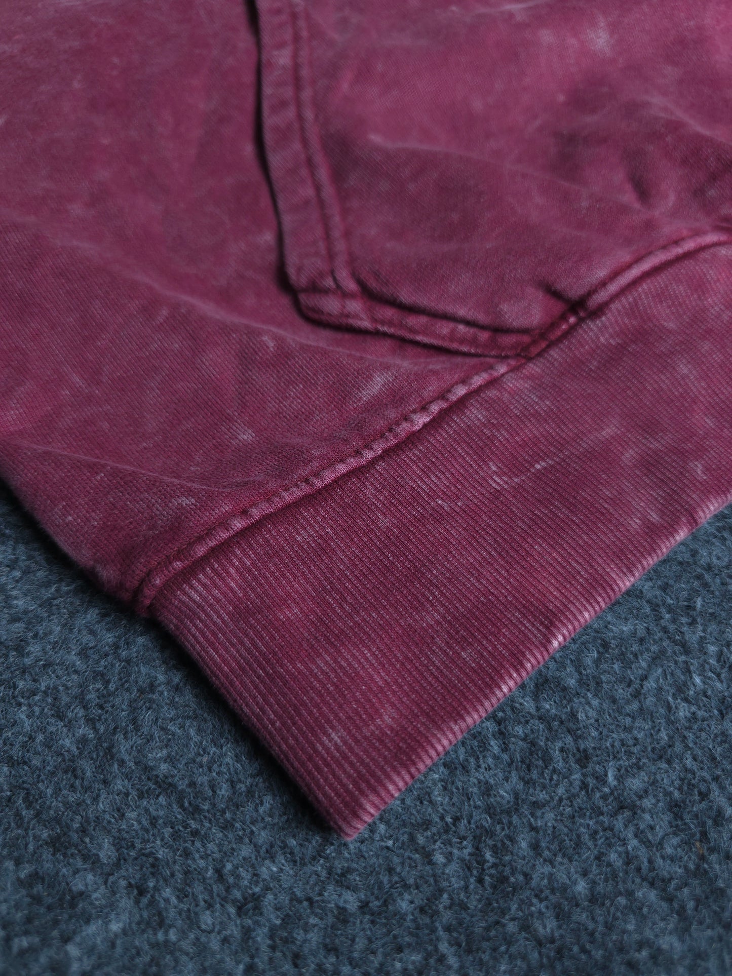 Solid Oversized Hoodie - Maroon Acid Wash
