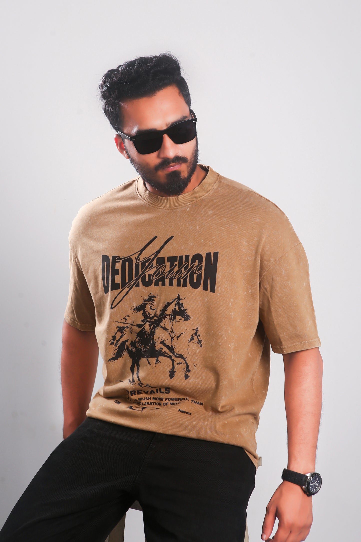 Your Dedication - Oversized T-shirt - Beige Acid Wash