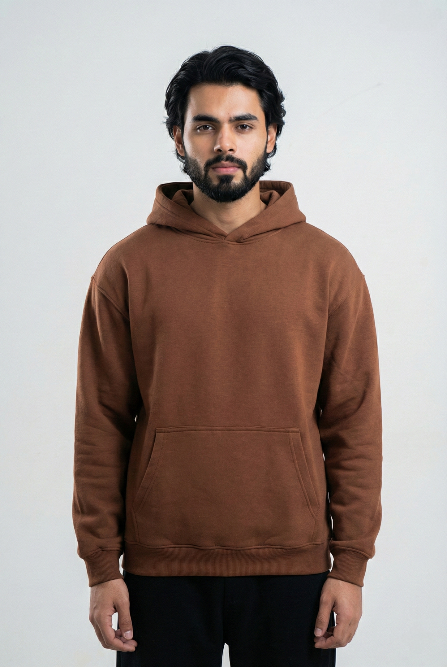 Solid Oversized Hoodie - Coffee