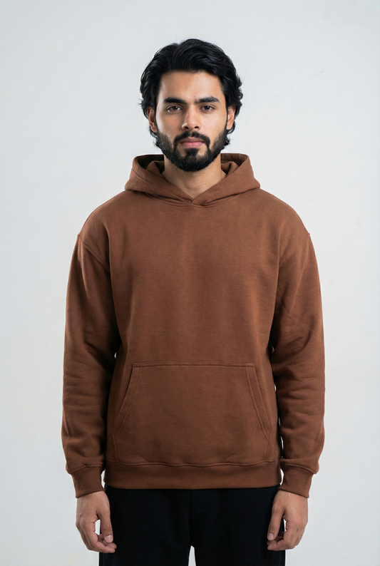 Solid Oversized Hoodie - Coffee