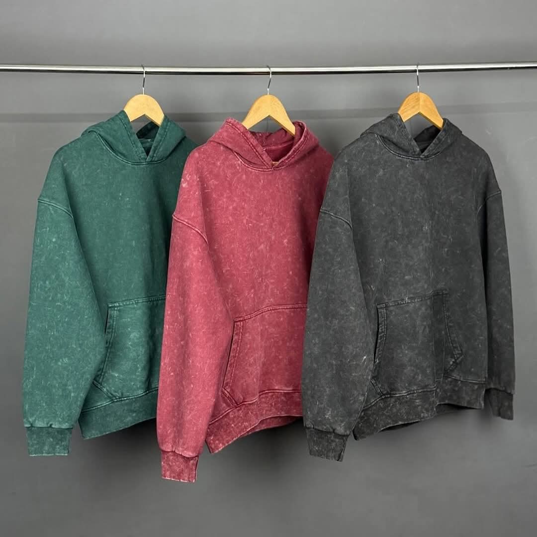 Solid Oversized Hoodie - Black Acid Wash