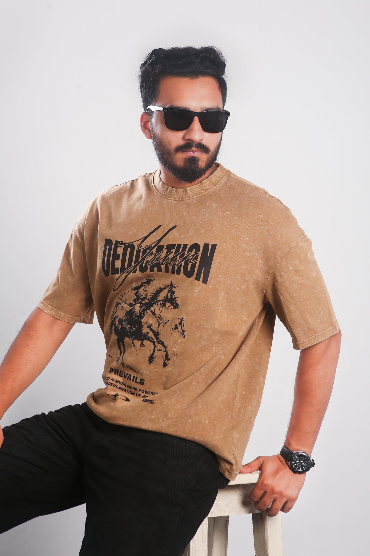 Your Dedication - Oversized T-shirt - Beige Acid Wash