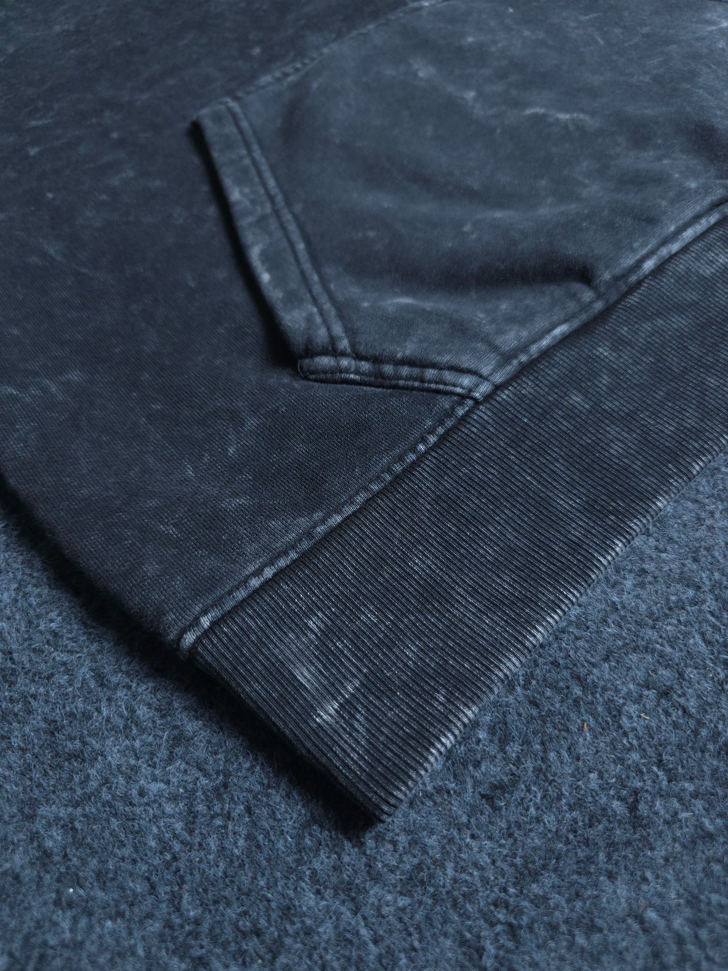 Acid Wash Oversized Hoodie - Black