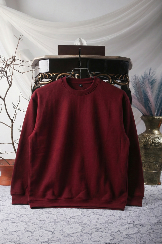 Solid Premium Oversized Sweatshirt - Maroon