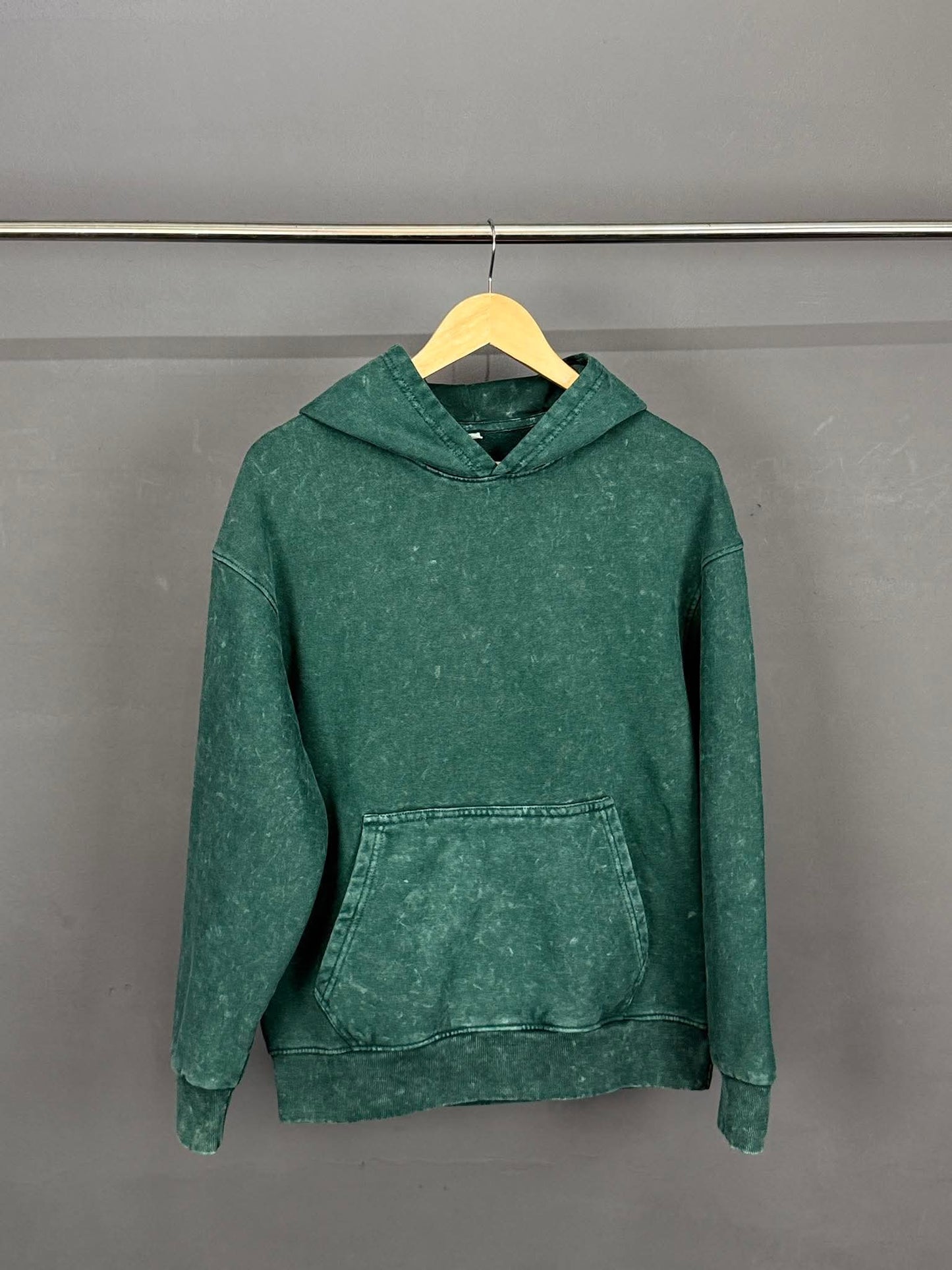 Solid Oversized Hoodie - Green Acid Wash