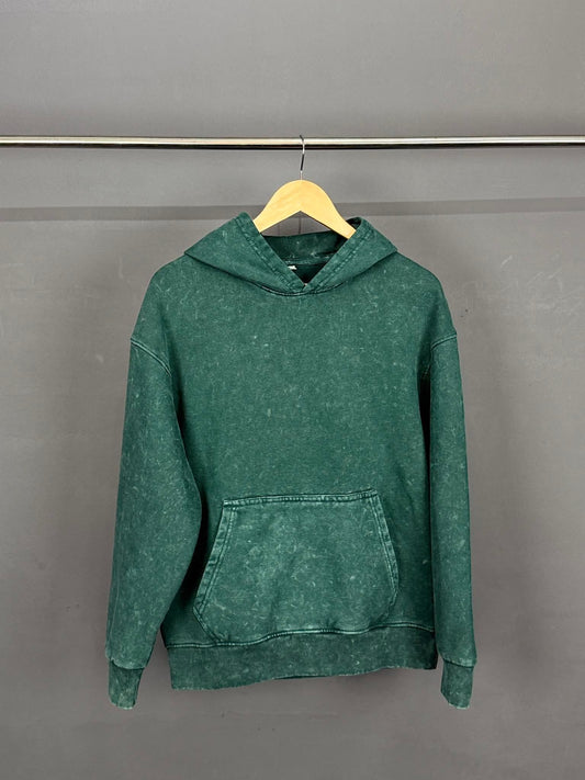 Solid Oversized Hoodie - Green Acid Wash