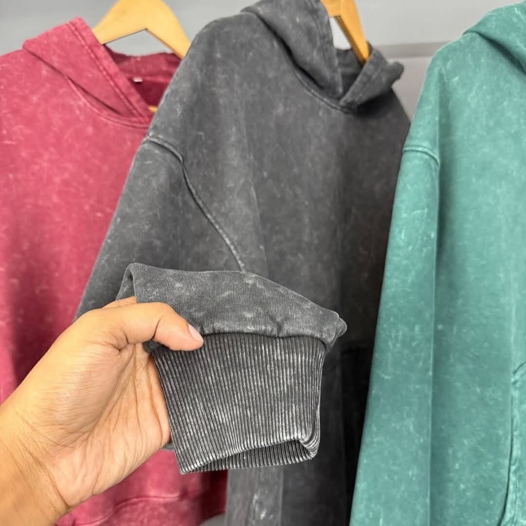 Solid Oversized Hoodie - Black Acid Wash