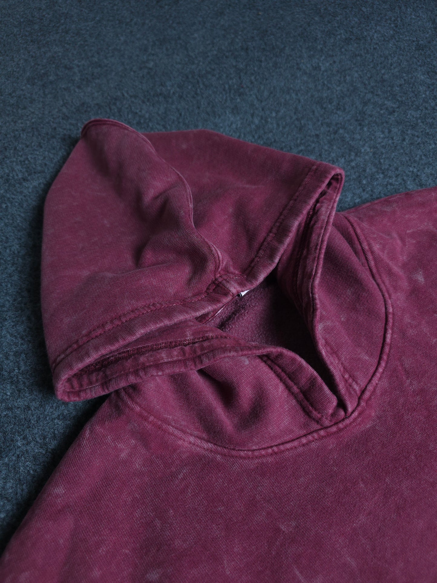 Solid Oversized Hoodie - Maroon Acid Wash