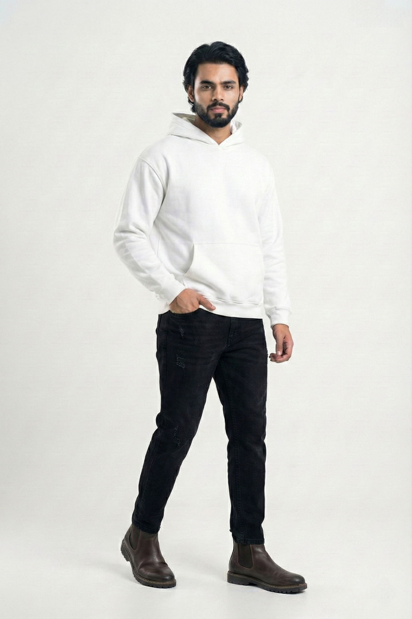 Solid Oversized Hoodie - White