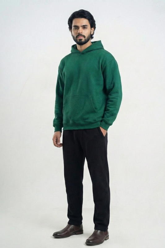 Solid Oversized Hoodie - Bottle Green
