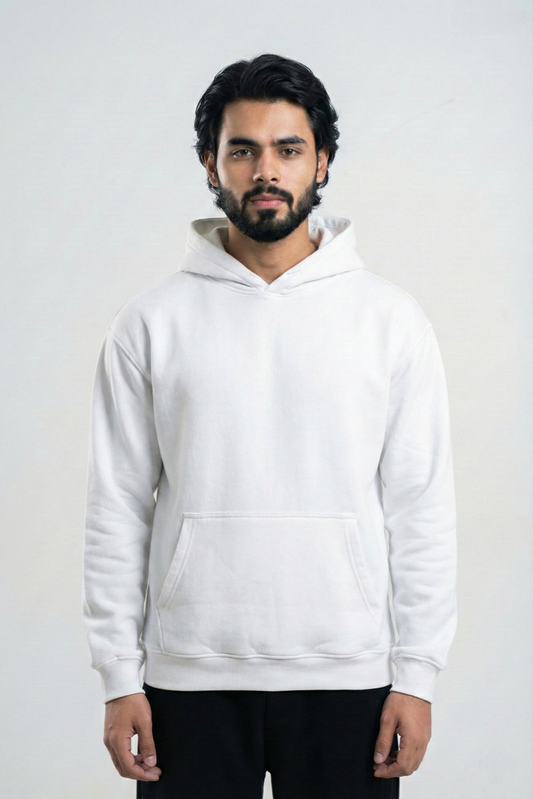 Solid Oversized Hoodie - White