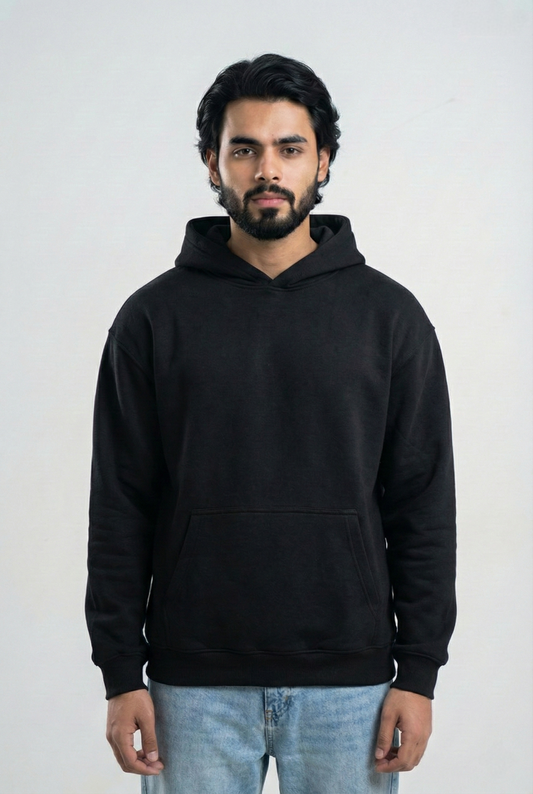 Solid Premium Oversized Hoodie - Black
