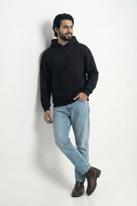 Solid Premium Oversized Hoodie - Black