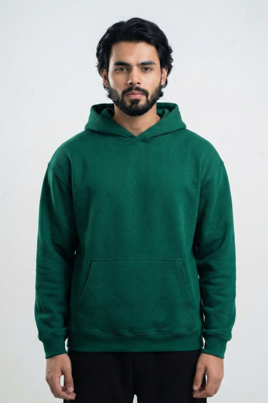 Solid Oversized Hoodie - Bottle Green